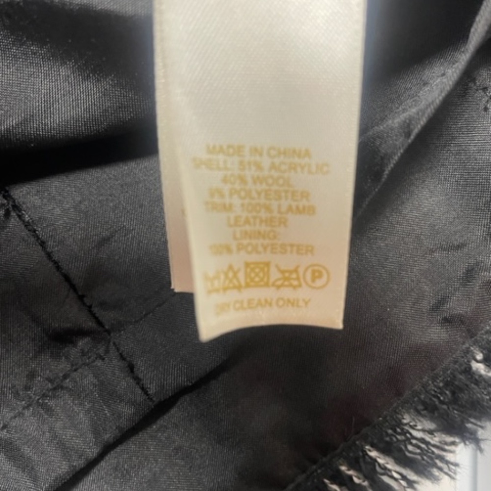 KATE SPADE Black Tweed Woodland Dress w Lamb Leather Trim - Picture 8 of 11